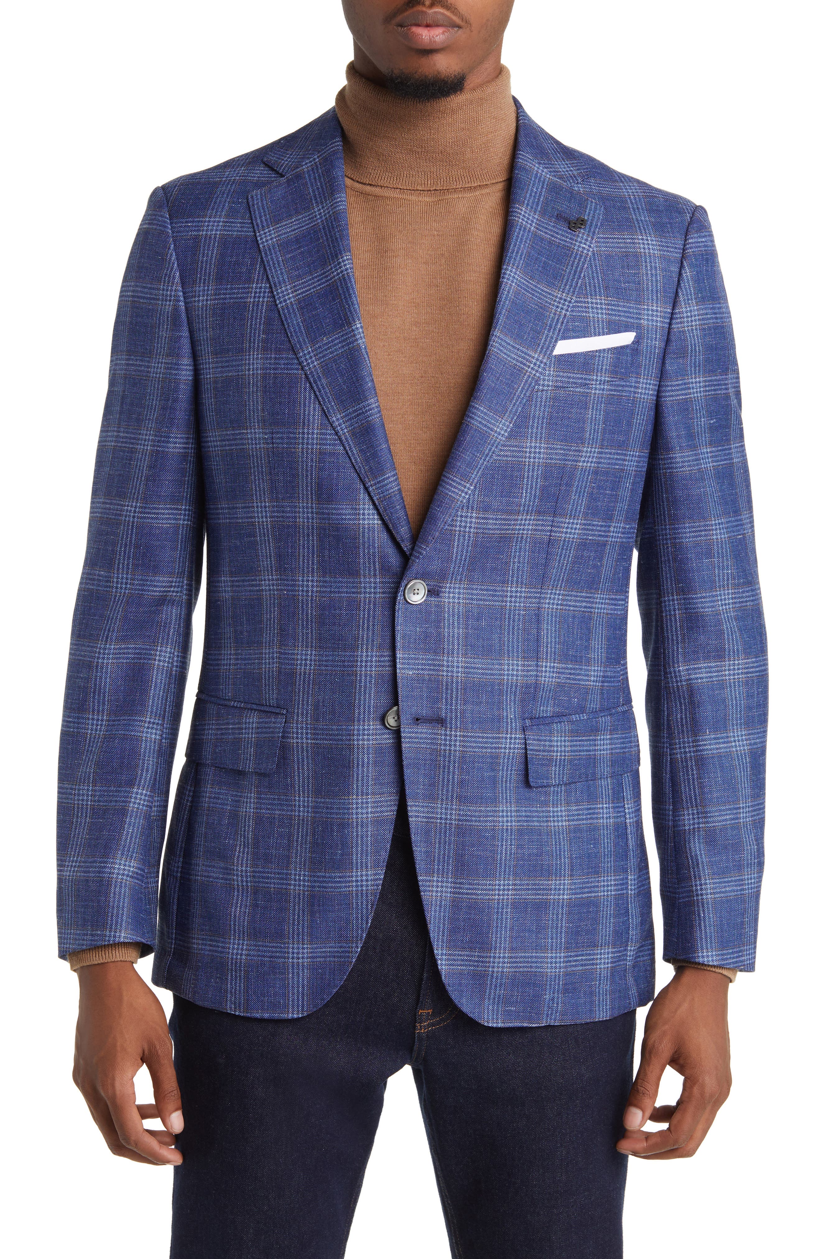 BOSS Hutson Plaid Wool & Silk Blend Sport Coat
