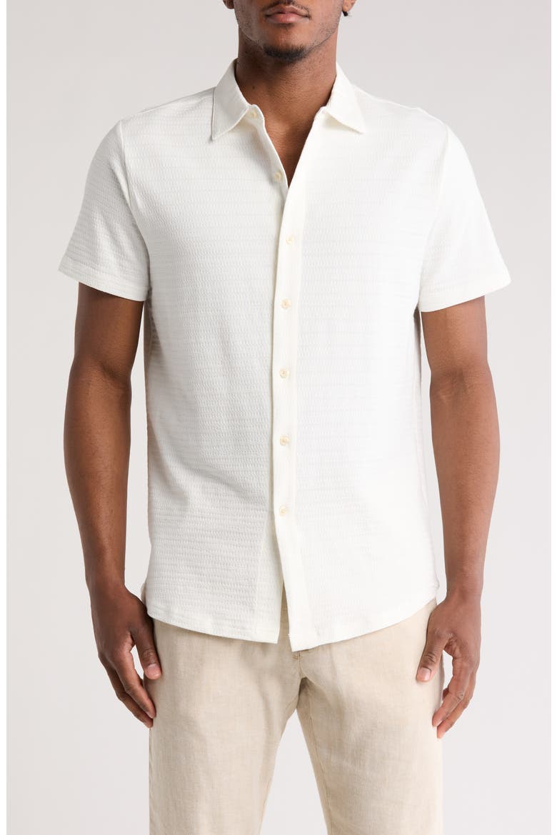 Freeson Short Sleeve Stretch Cotton Button-Up Shirt, Main, color, WHITE