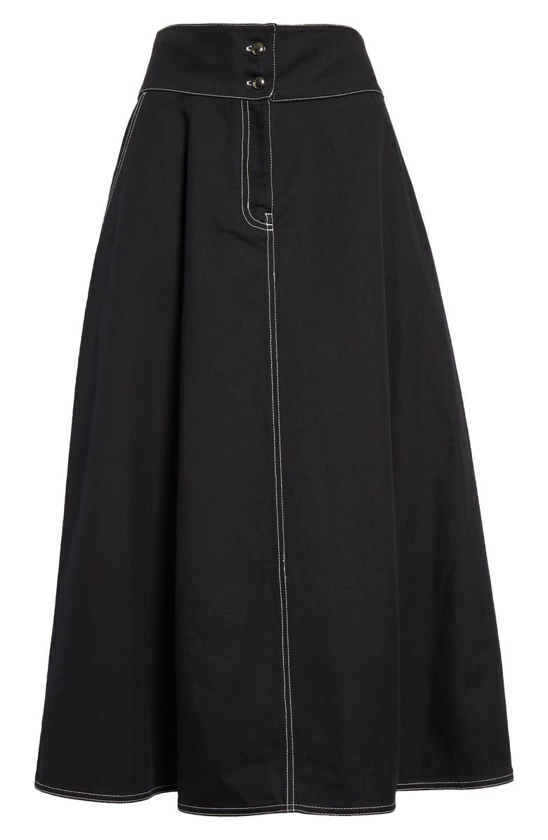 Max Mara Cotton & Linen Canvas Midi Skirt, Alternate, color,