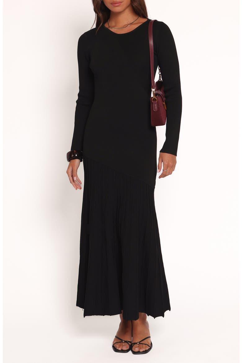 Monty Long Sleeve Midi Dress, Main, color, BLACK