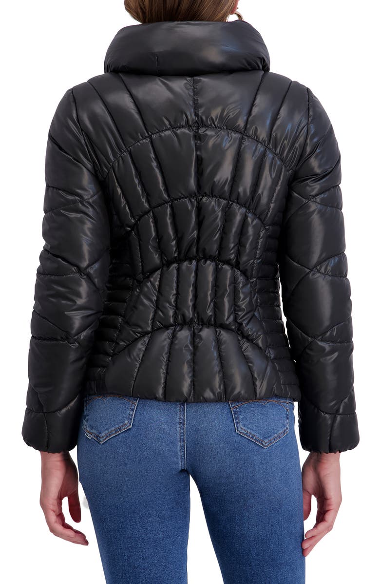 Kensie Hooded Puffer Jacket, Alternate, color, Black