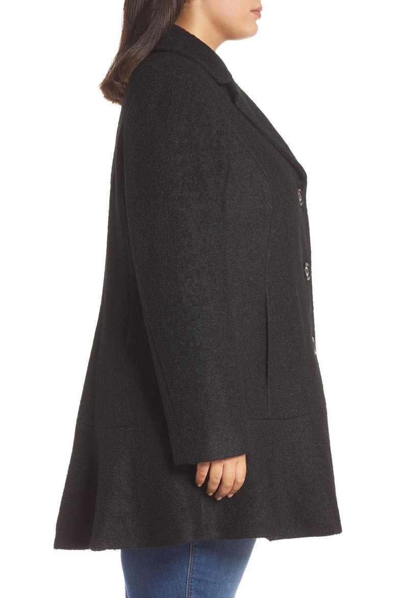 Notch Lapel Peplum Coat, Alternate, color, BLACK