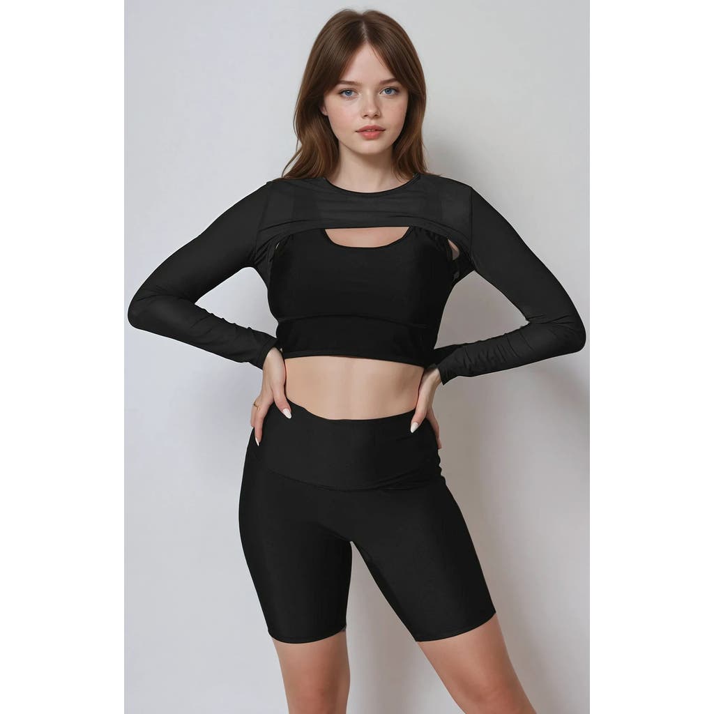 Calypsa Plus Size Mesh Sleeve Swim Cover Up In Brown