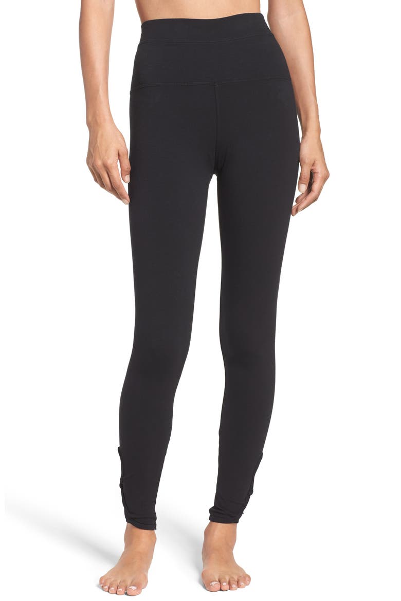 Fleur-de-lis High Waist Leggings, Main, color, BLACK