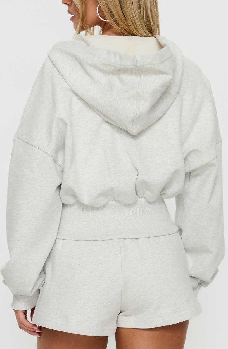 Princess Polly Daytime Blouson Crop Hoodie, Alternate, color, Snow Marle