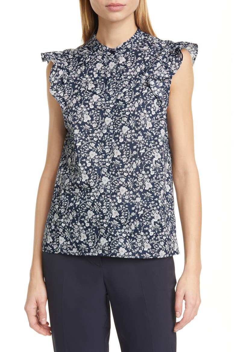 Opera Floral Blouse, Main, color, MOONLIGHT