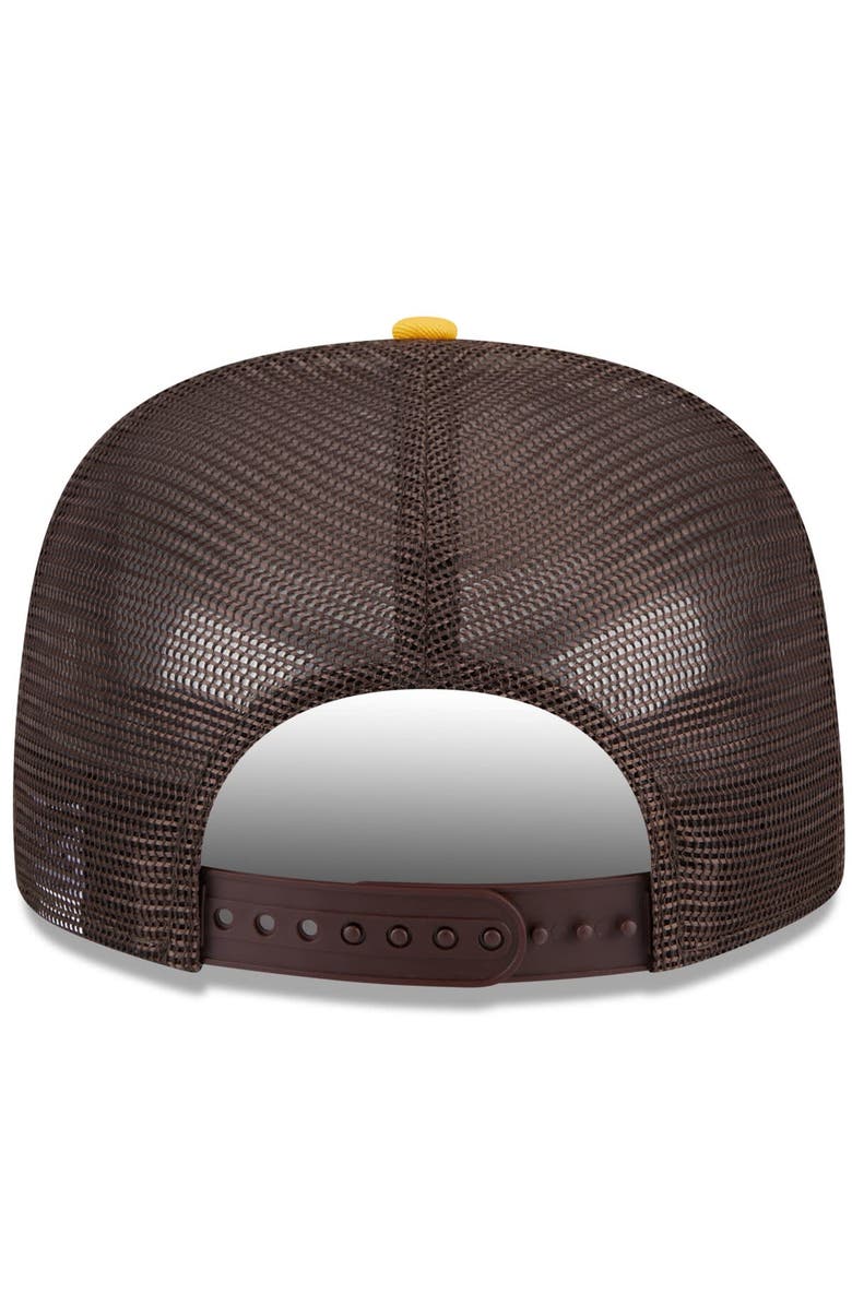 New Era Men's New Era White/Gold San Diego Padres Team Foam Front A-Frame Trucker 9FIFTY Snapback Hat, Alternate, color, White