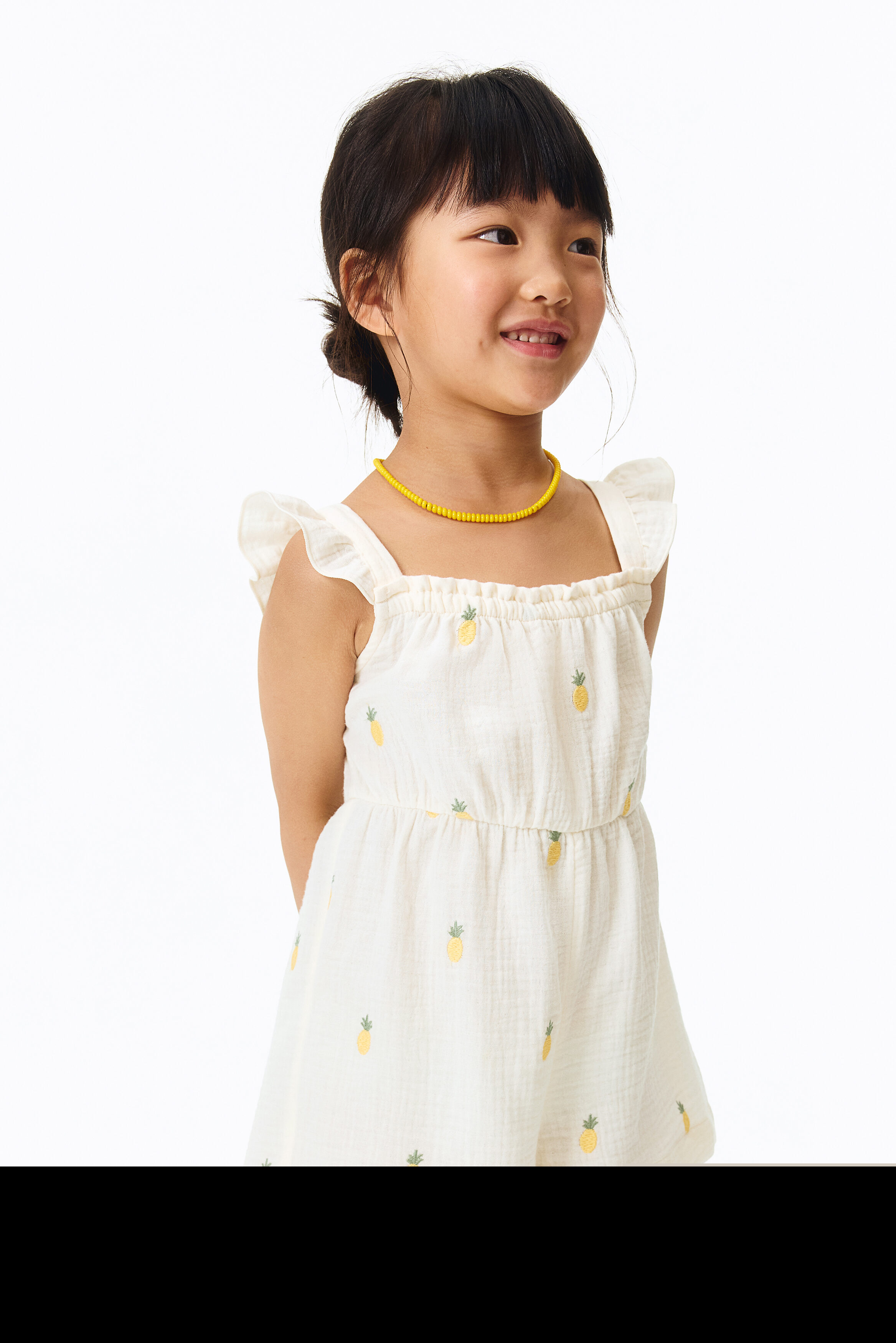 H&M Cotton Muslin Jumpsuit, Alternate, color, Cream/Pineapples