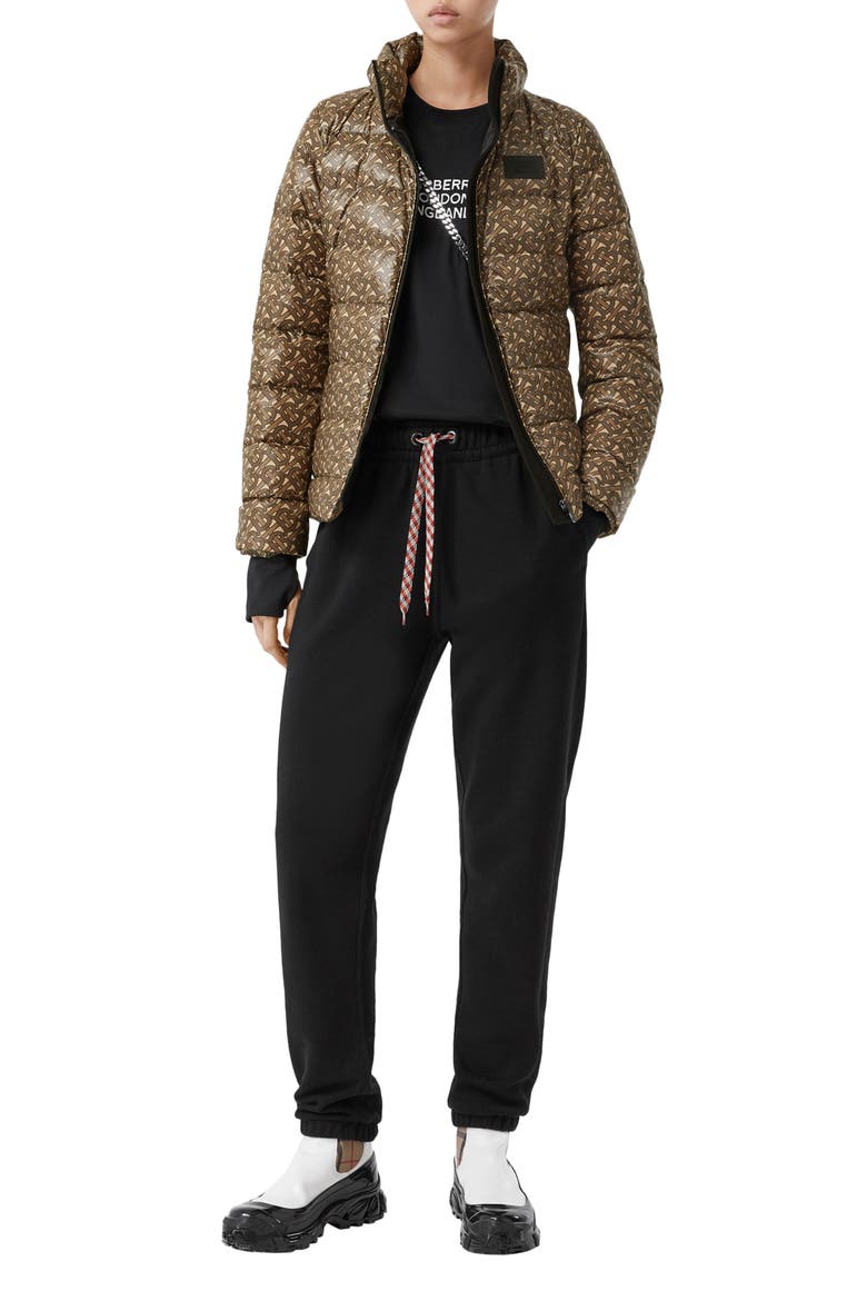 TB Monogram Print Pentland Down Puffer Jacket, Alternate, color, BRIDLE BROWN