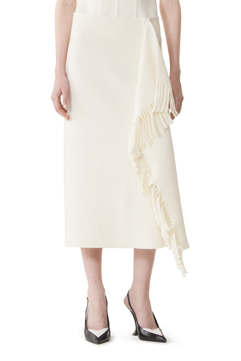 Fringed Skirt In Cotton Knit, Alternate, color, Moon