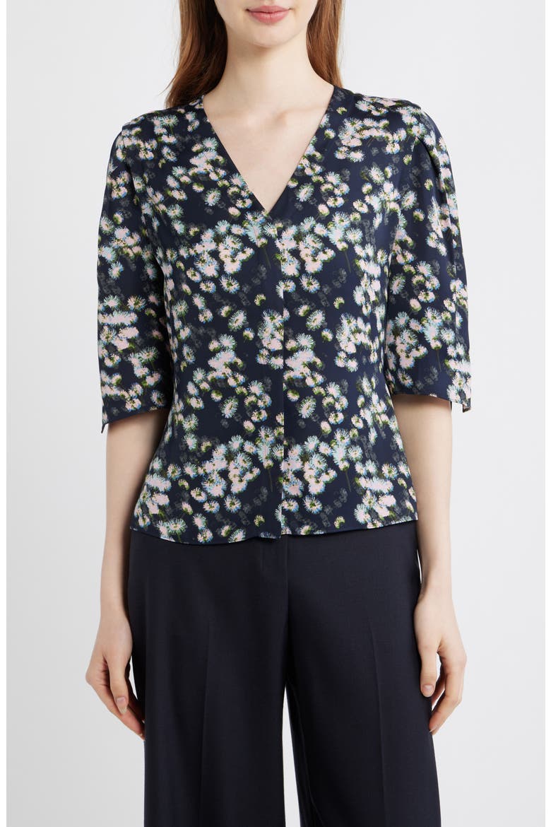 Floral Print Button-Up Top, Main, color, PINK MULTI