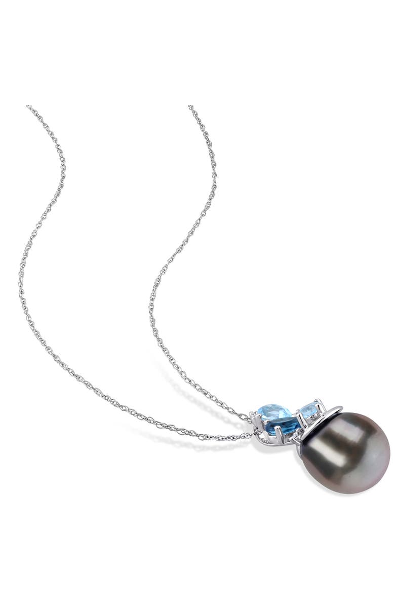 Julianna B. Tahitian Pearl Blue Topaz & Diamond Necklace 14k, Alternate, color, Cultured Tahitian Pearl