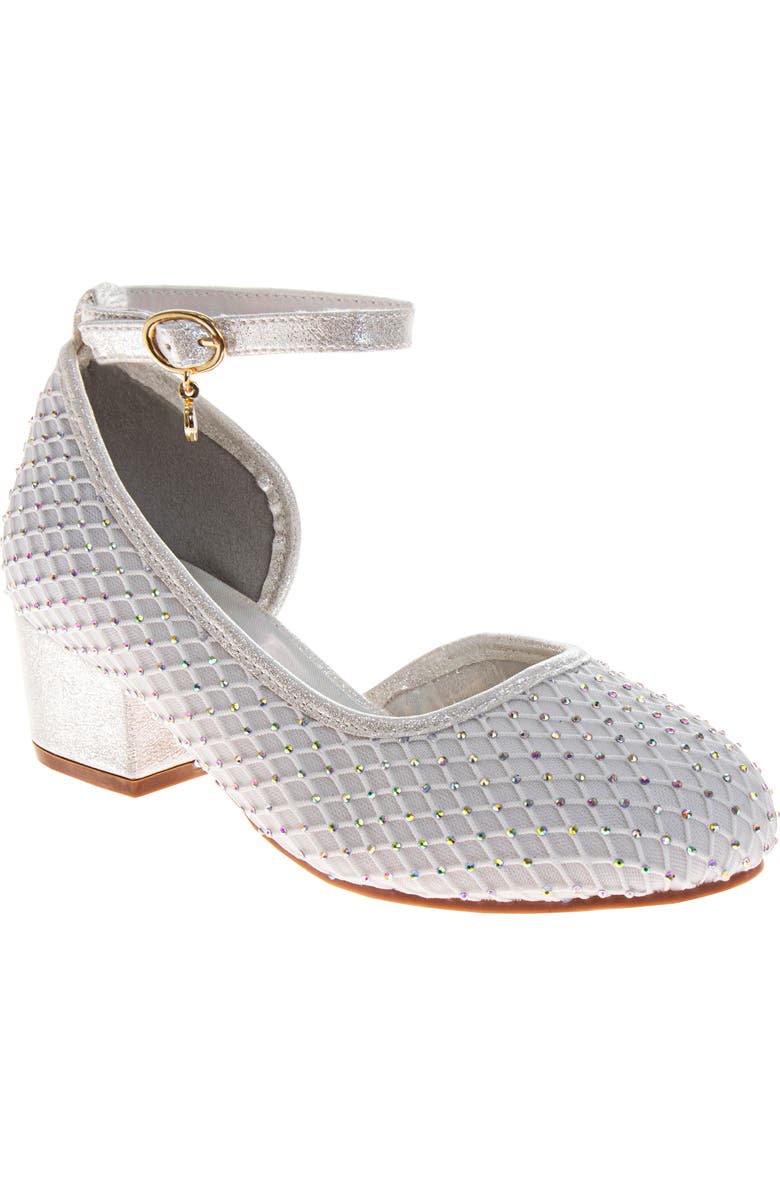 Badgley Mischka Collection Kids' Ankle Strap Half D'Orsay Pump, Main, color, White