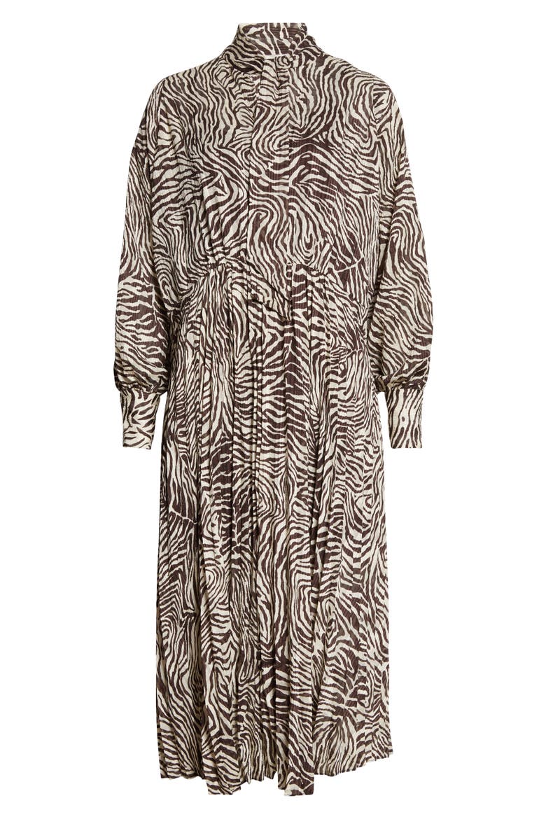 Dorothe Abstract Animal Print Long Sleeve Midi Dress, Alternate, color, CHOCO ZEBRA