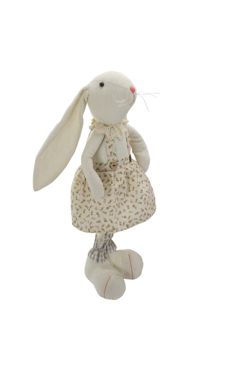 Northlight Standing Easter Bunny Rabbit Girl in Floral Dress Decoration - 14.5" - Cream, Alternate, color, Ivory