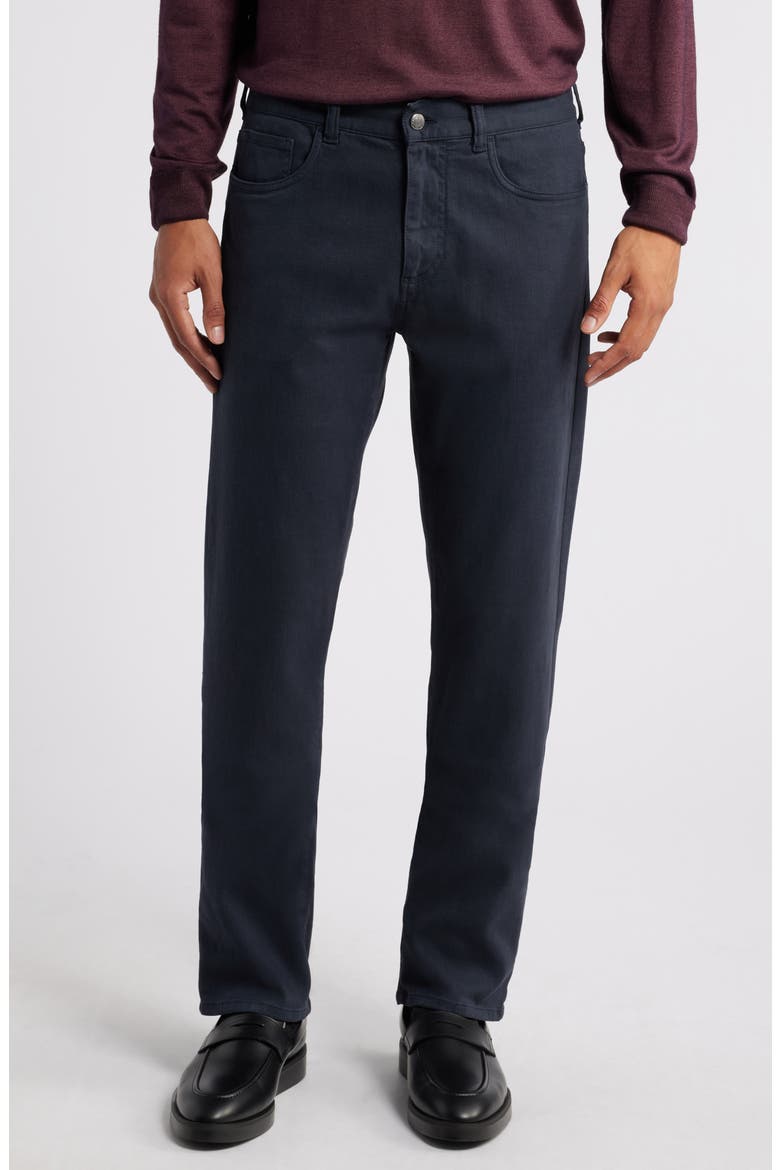 Trim Fit Stretch Denim Jeans, Main, color, DARK BLUE