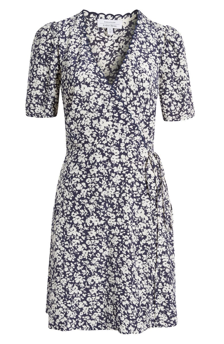 & Other Stories Floral Print Linen Wrap Minidress, Alternate, color, Blue