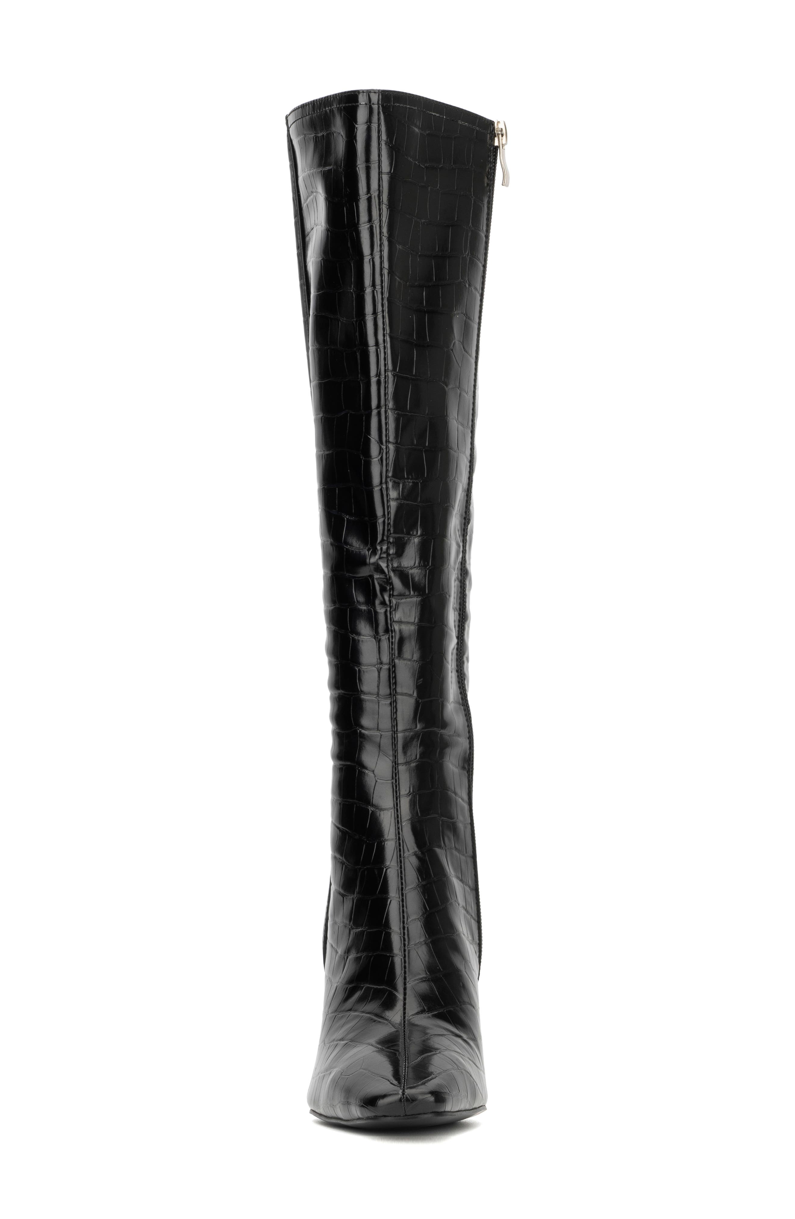 TORGEIS Angelica Croc Embossed Tall Boot, Alternate, color, Black