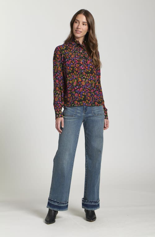 Apny Ruffle Half-placket Shirt In Multi
