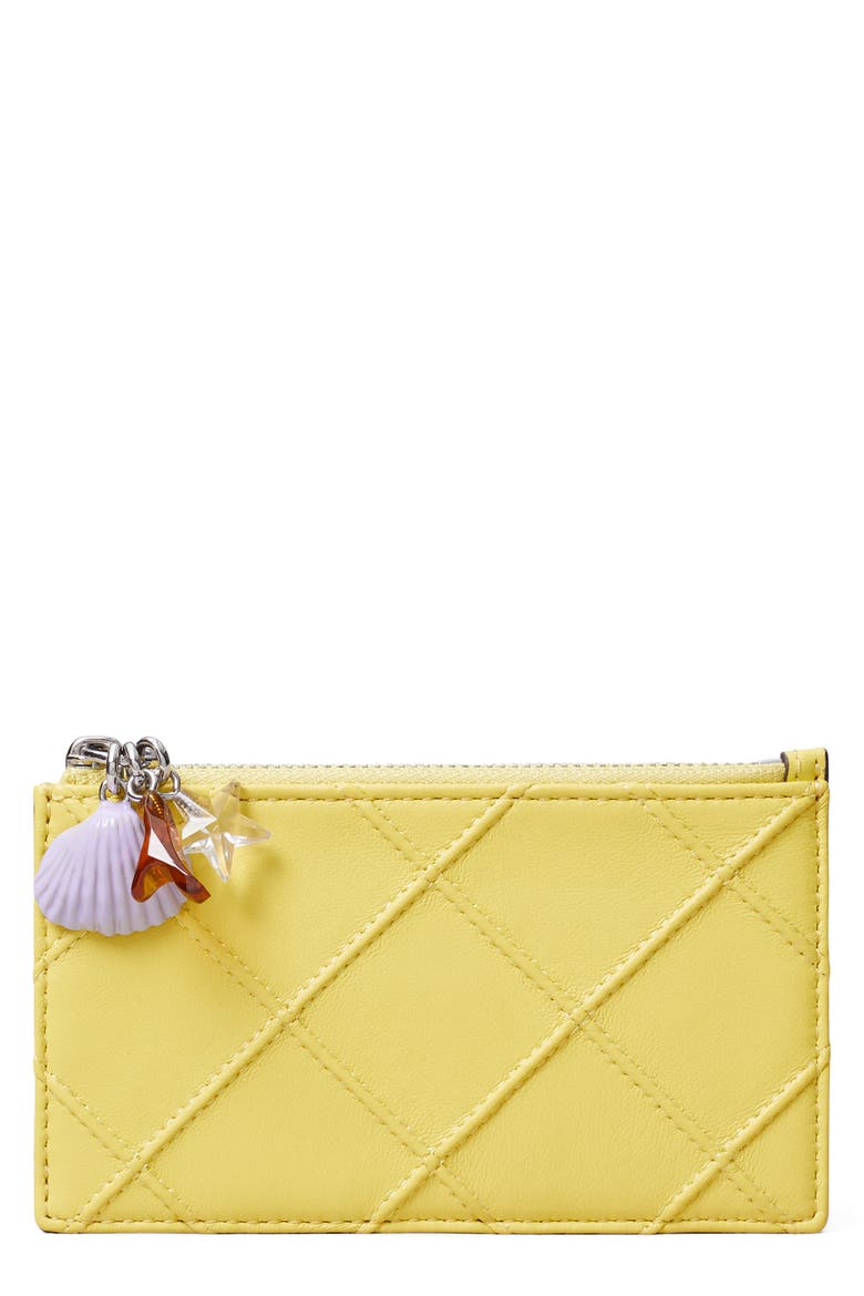 Fleming Charm Leather Zip Card Case, Main, color, YELLOW