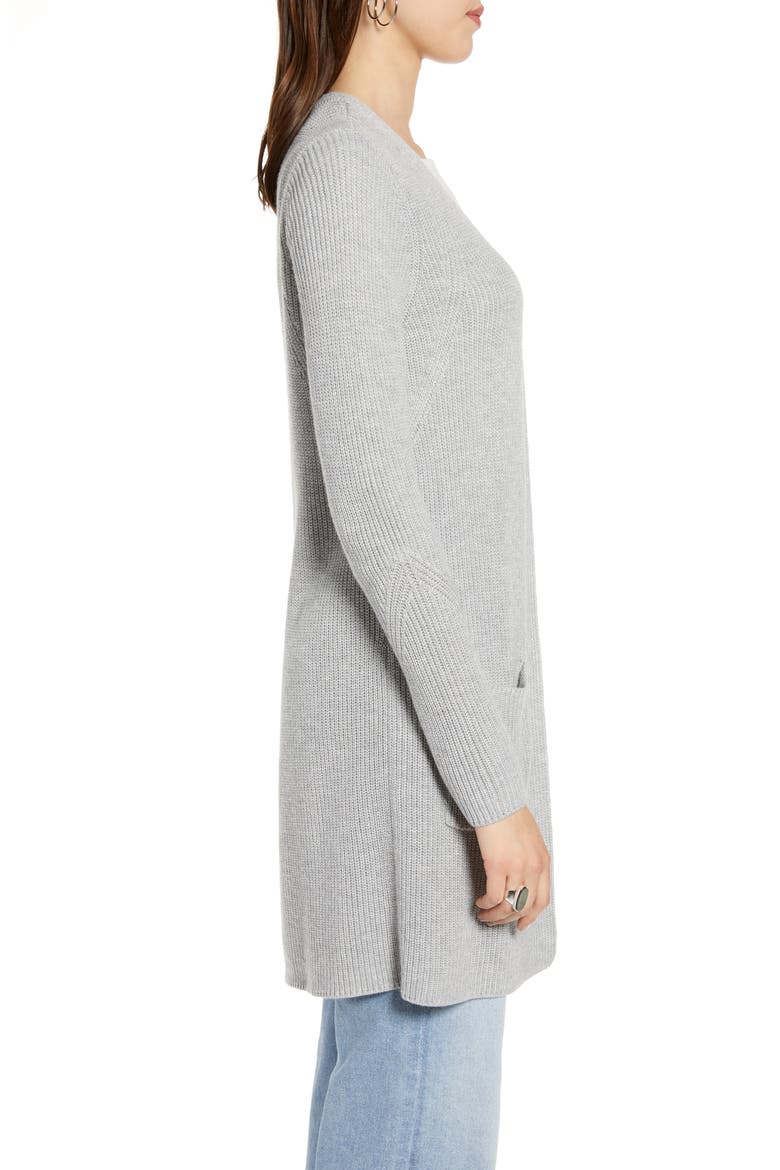 RIBBED OPEN CARDIGAN, Alternate, color, GREY HEATHER
