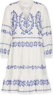 Milly Lene Embroidered Linen & Cotton Minidress