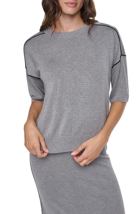 Contrast Trim Short Sleeve Sweater