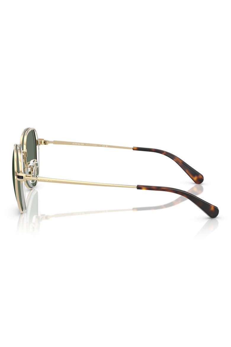 52mm Irregular Round Sunglasses, Alternate, color, SHINY LIGHT GOLD / GREEN SOLID