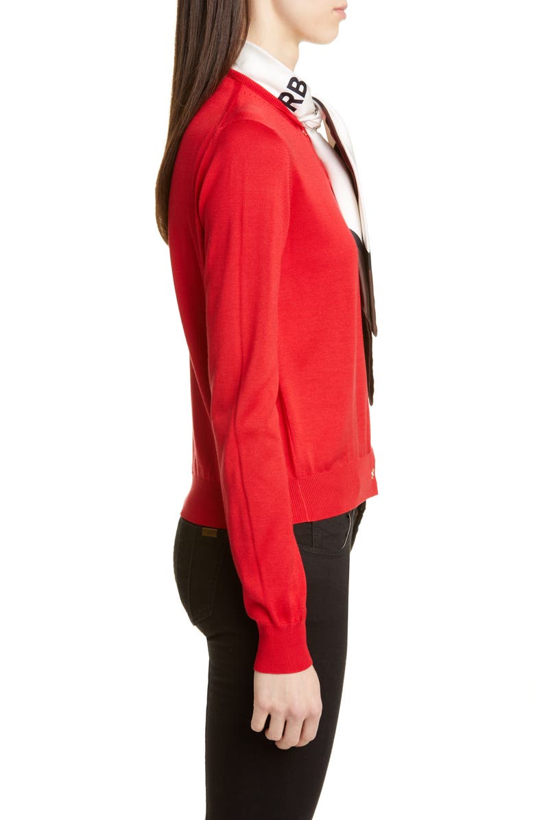 Burberry Silk Cardigan with Horseferry Print Scarf, Alternate, color,