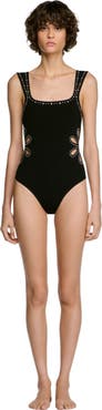 SANDRO Studded knit bodysuit