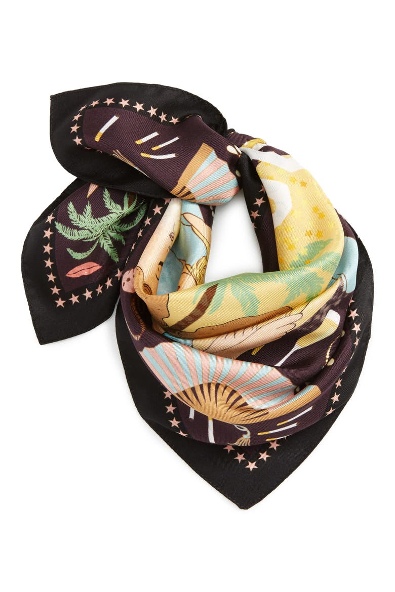 Hollywood Silk Square Scarf, Main, color, MIDNIGHT