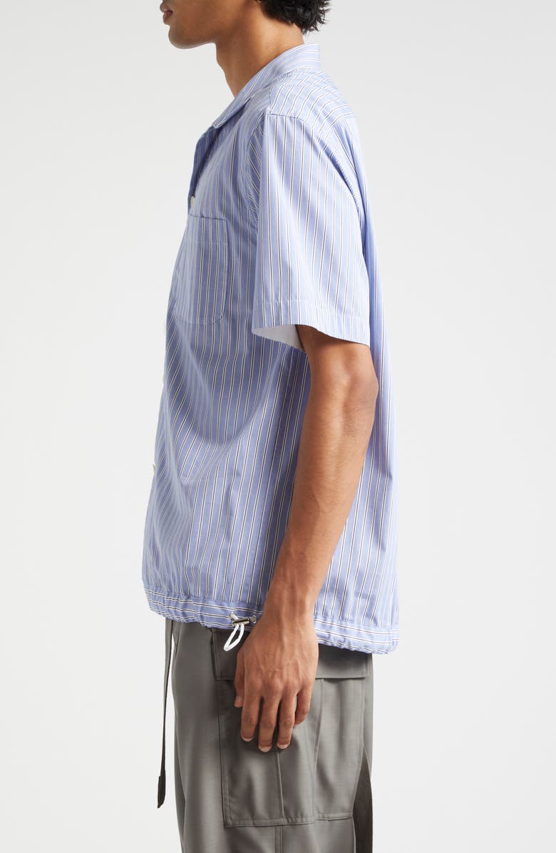 Sacai Stripe Cotton Poplin Camp Shirt, Alternate, color, Blue Stripe