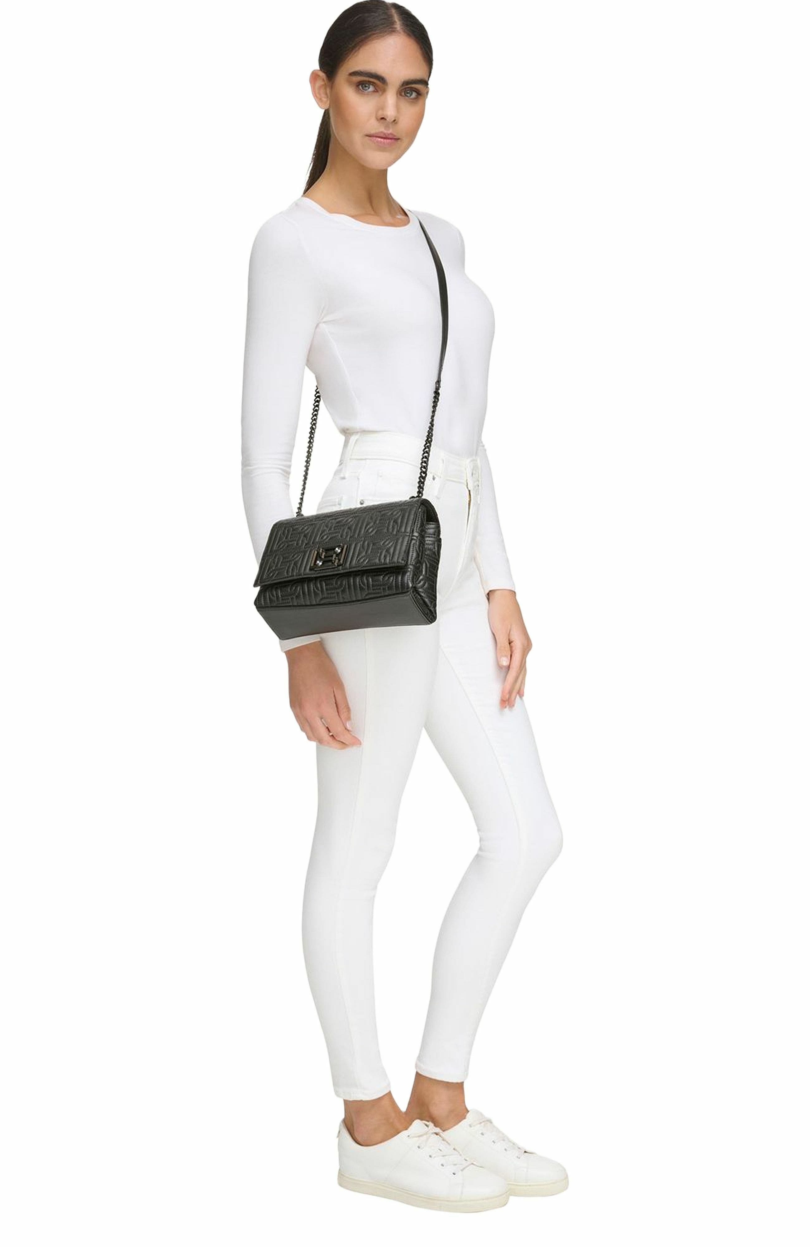 DKNY Delanie Flap Shoulder Bag, Alternate, color, Blk/Black