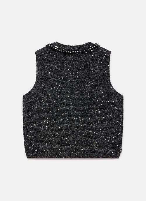 Mint Velvet Embellished Sleeveless Top In Black