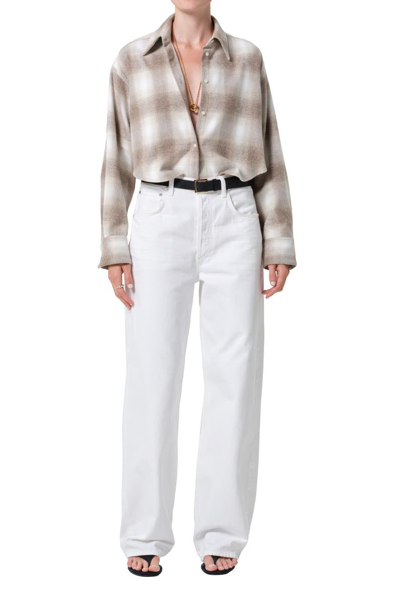 Ana Buffalo Plaid Crop Cotton Button-Up Shirt, Alternate, color, SCHIFFER PLAID