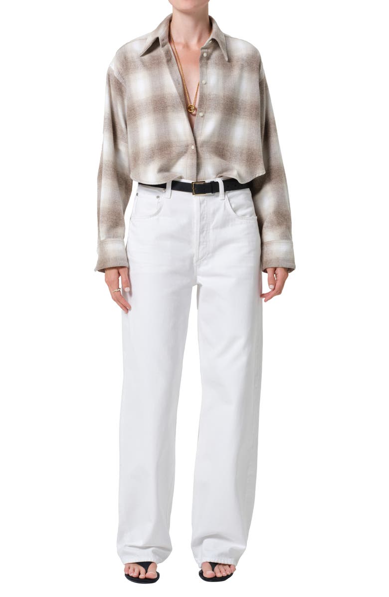 Citizens of Humanity Ana Buffalo Plaid Crop Cotton Button-Up Shirt, Alternate, color, Schiffer Plaid