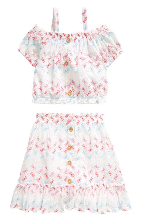Kids' Eyelet Embroidered Top & Skirt