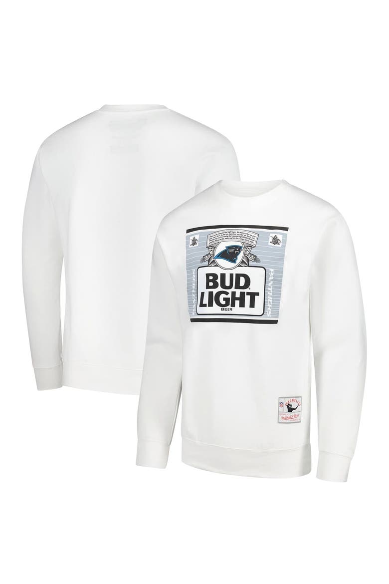 Men's Mitchell & Ness x Bud Light White Carolina Panthers The Crest Pullover Sweatshirt, Main, color, White