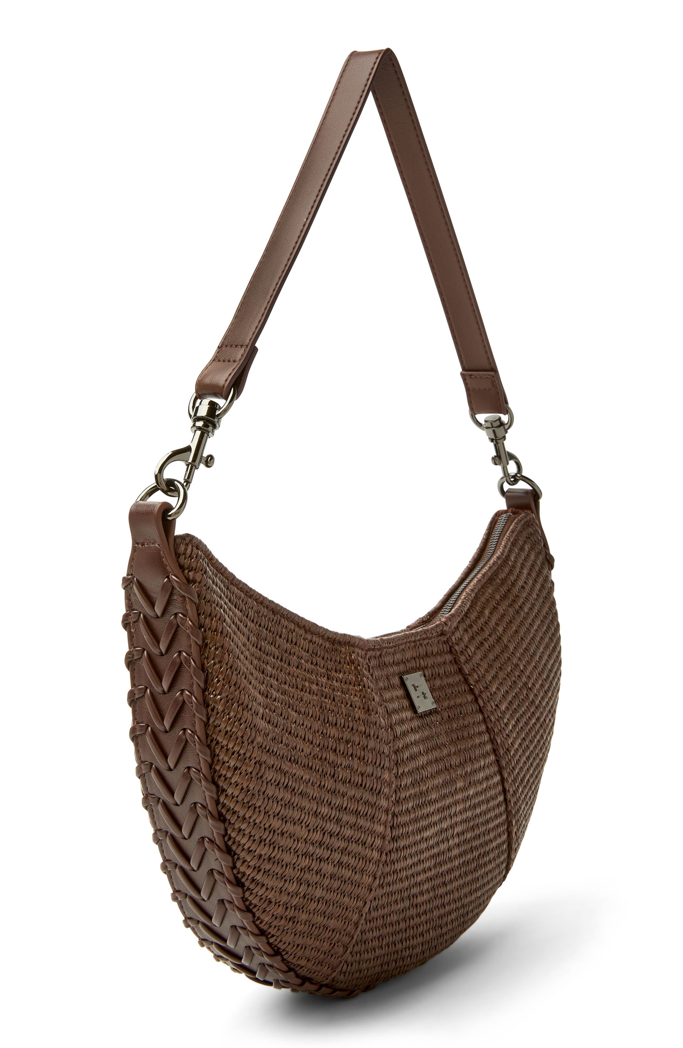 THINK ROYLN Flirt Raffia Shoulder Bag, Alternate, color, Espresso Raffia And Luxe