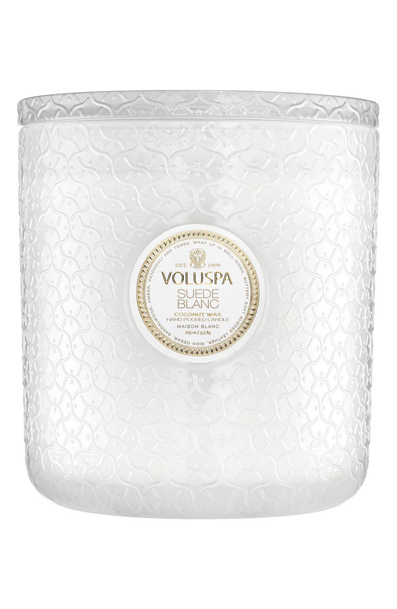 Voluspa Suede Blanc Five-Wick Hearth Candle, Main, color,