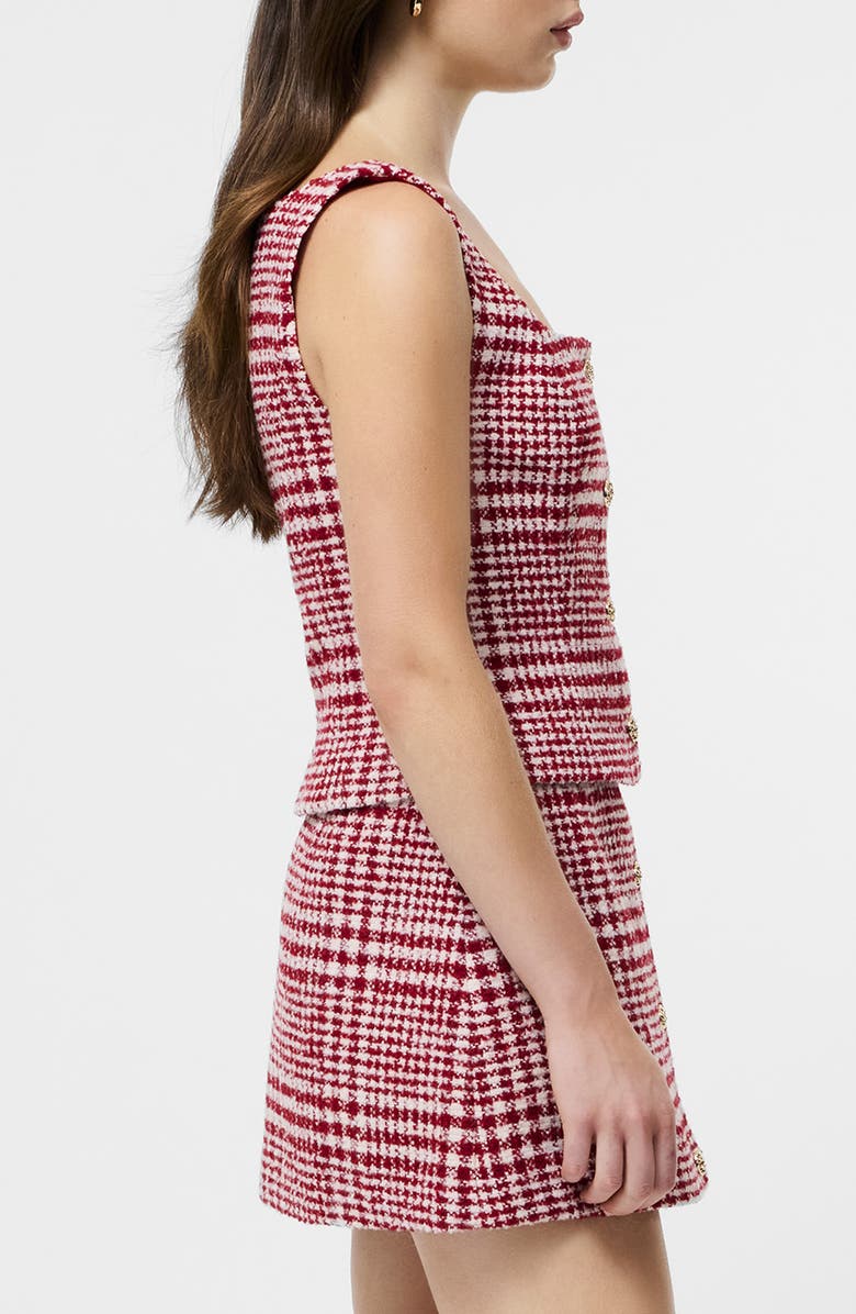 French Connection Houndstooth Check Button-Up Vest, Alternate, color, Scarlet Multi