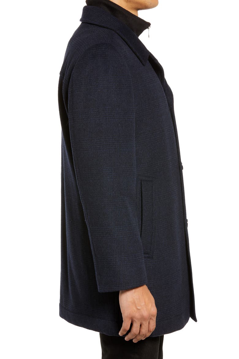 MacBeth Wool Blend Car Coat with Bib, Alternate, color, NAVY PLAID