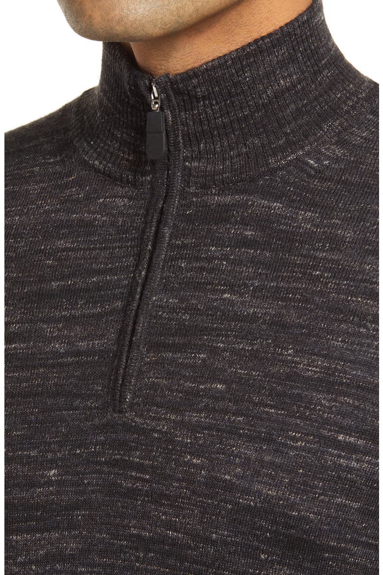 Merino Wool Blend Quarter Zip Sweater, Alternate, color, BLACK