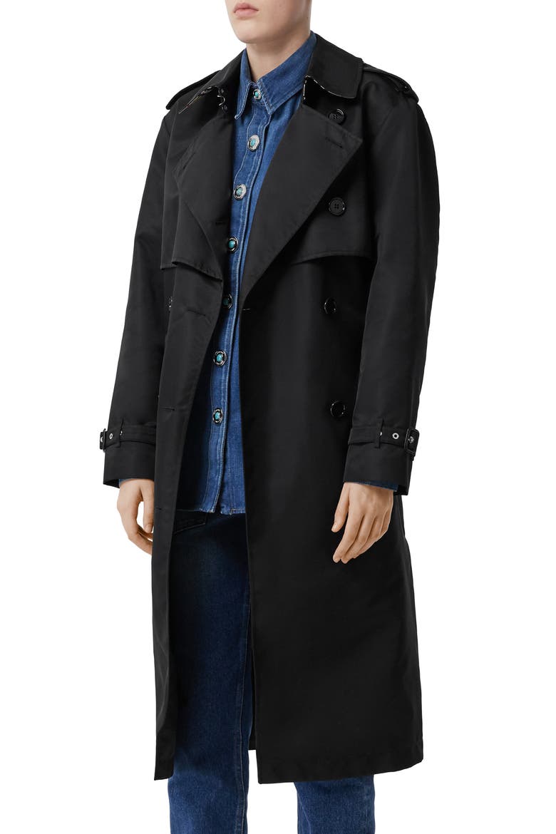 Deighton Trench Coat, Alternate, color, BLACK
