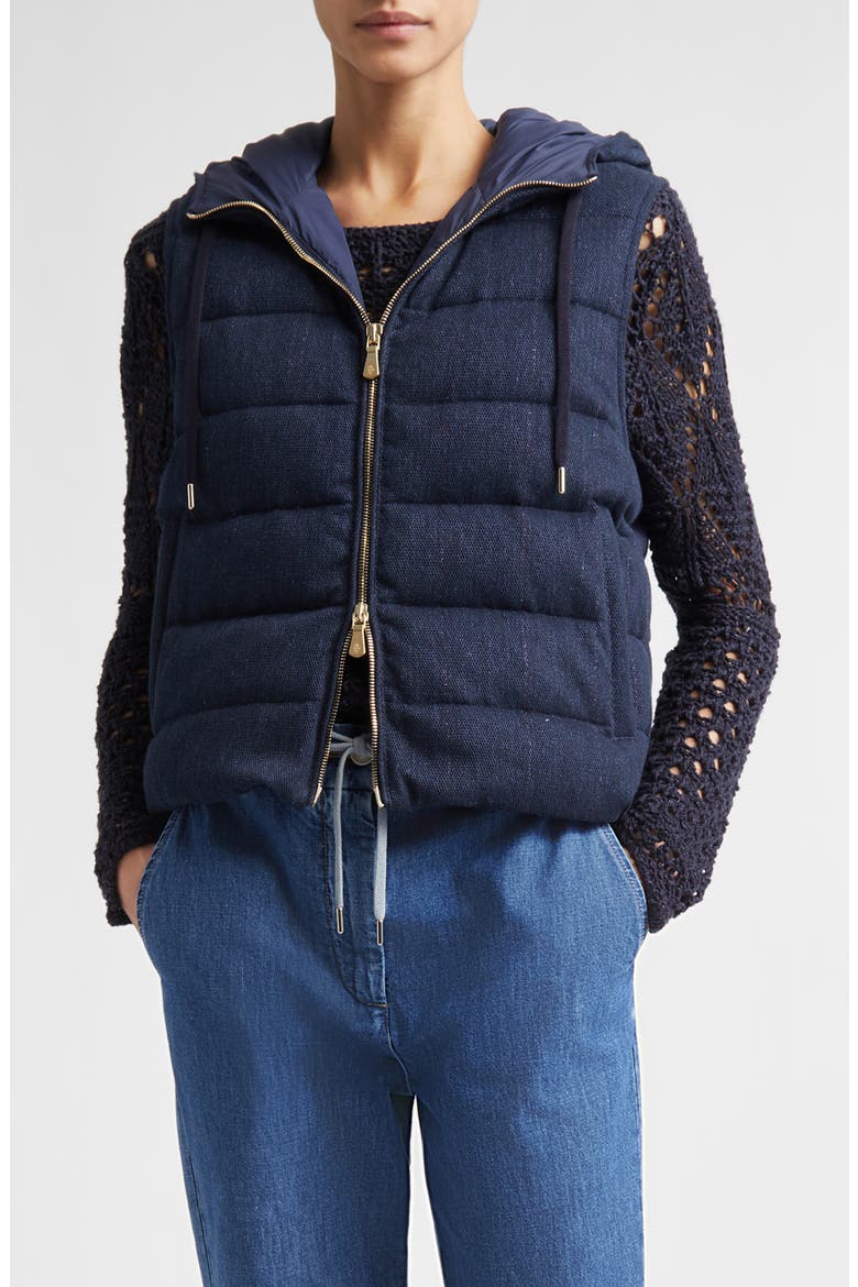 Hooded Down Puffer Vest, Main, color, 11 BLUE