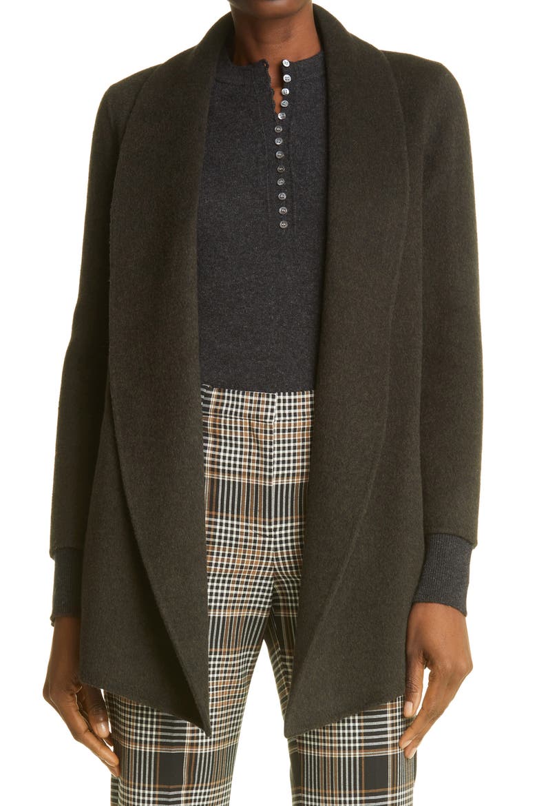 Clairene Luxe Shawl Collar Coat, Main, color, THYME