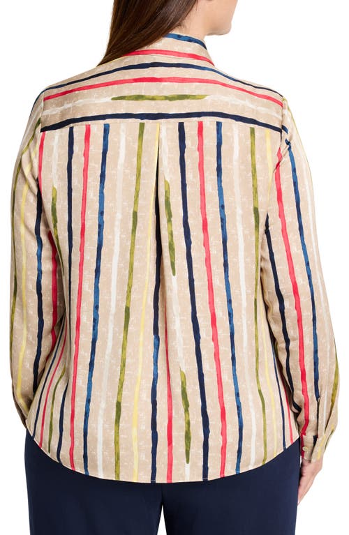 Nic + Zoe Nic+zoe Painted Stripe Popover Top In Neutral Multi