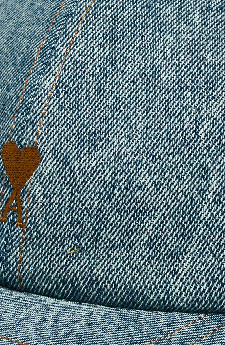AMI PARIS Ami de Coeur Embroidered Denim Baseball Cap, Alternate, color, Bleu Used