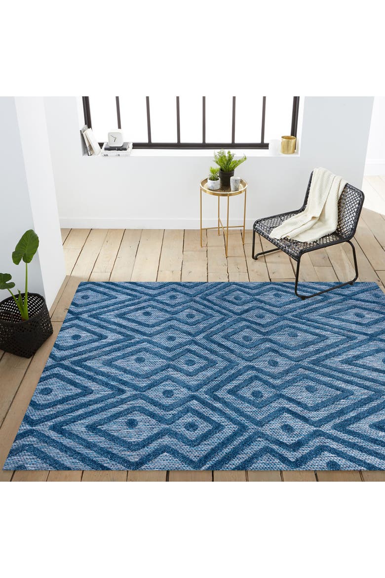 Balansat Moroccan Diamond Indoor/Outdoor Area Rug, Alternate, color, Navy