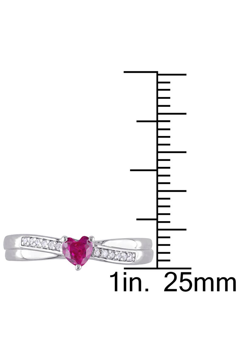 Created Ruby & Diamond Heart Ring, Alternate, color, Lab-Created Ruby
